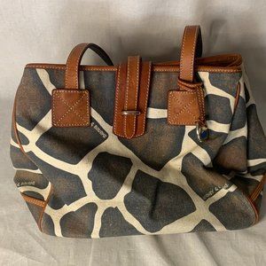 Dooney & Bourke Distressed Black White Cow or Giraffe Print Shoulder Handbag